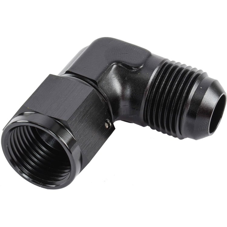 AN Female to AN Male 90-Degree Union [-10 AN Female Swivel to -10 AN Male, Black]