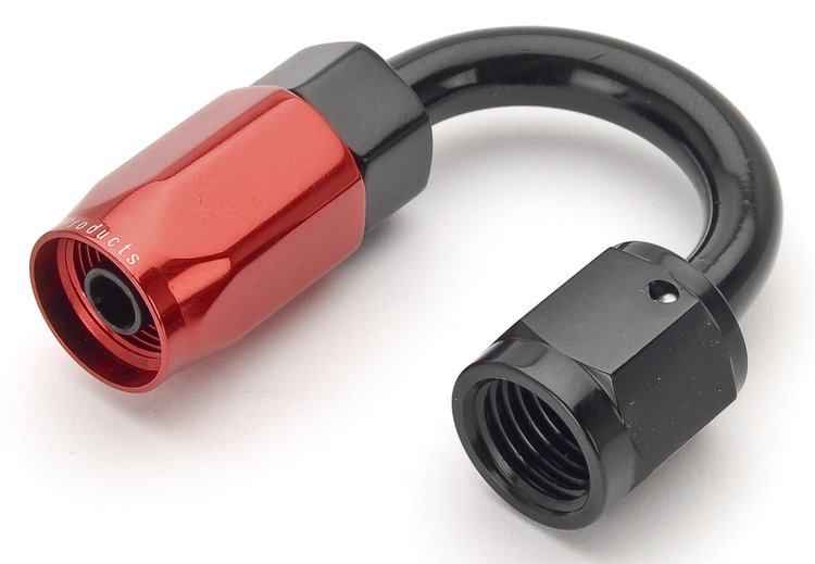 Red/Black 180° Max Flow Swivel Hose End -4AN