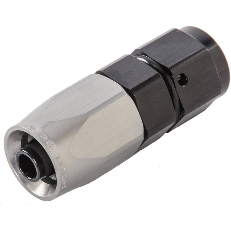 Straight HD AN Hose End Fitting [-6 AN Female Swivel, Black/Silver]