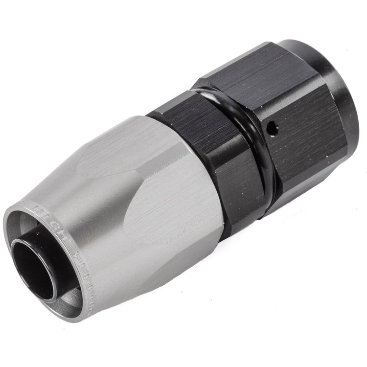 Straight HD AN Hose End Fitting [-10 AN Female Swivel, Black/Silver]
