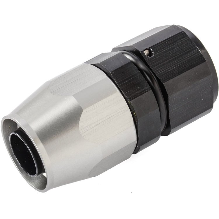 Straight HD AN Hose End Fitting [-12 AN Female Swivel, Black/Silver]