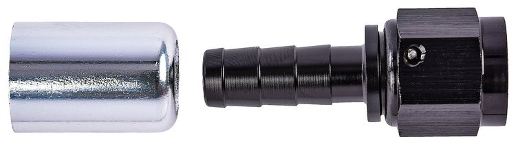 Straight AN Crimp-On Hose End Fitting [-6 AN Female to -6 AN Hose, Black]