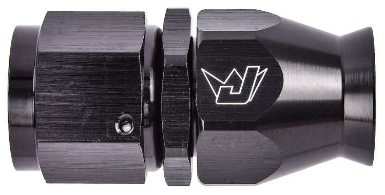 AN Straight PTFE Hose End Fitting [-10 AN Female to -10 AN PTFE Hose, Black Anodized Aluminum]
