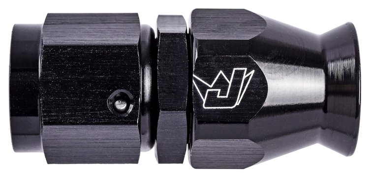 AN Straight Power Steering PTFE Hose End Fitting [-6 AN Female to -6 AN PTFE Hose, Black Anodized Aluminum]
