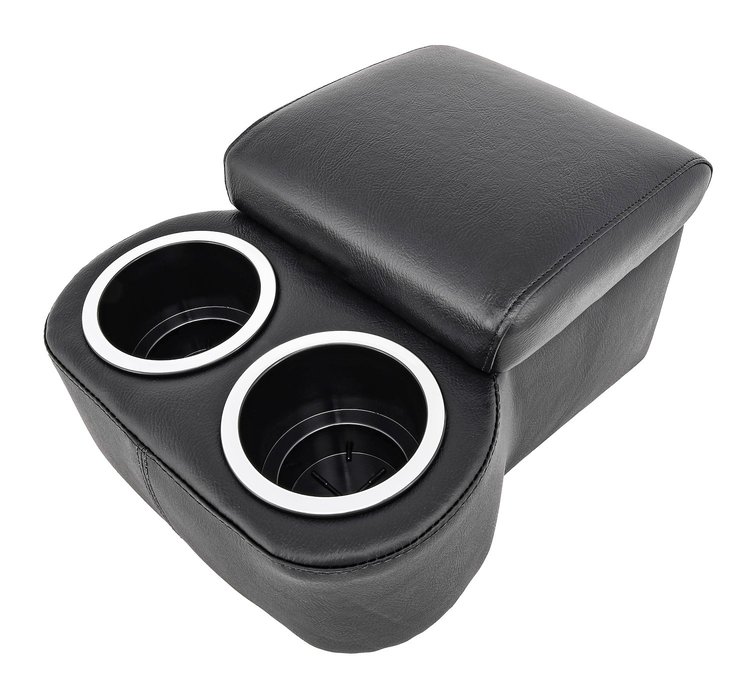 Shorty Bench Seat Cruiser Console For Limited-Depth Bench Seat Vehicles [Black, (2) Large Cup Holders]