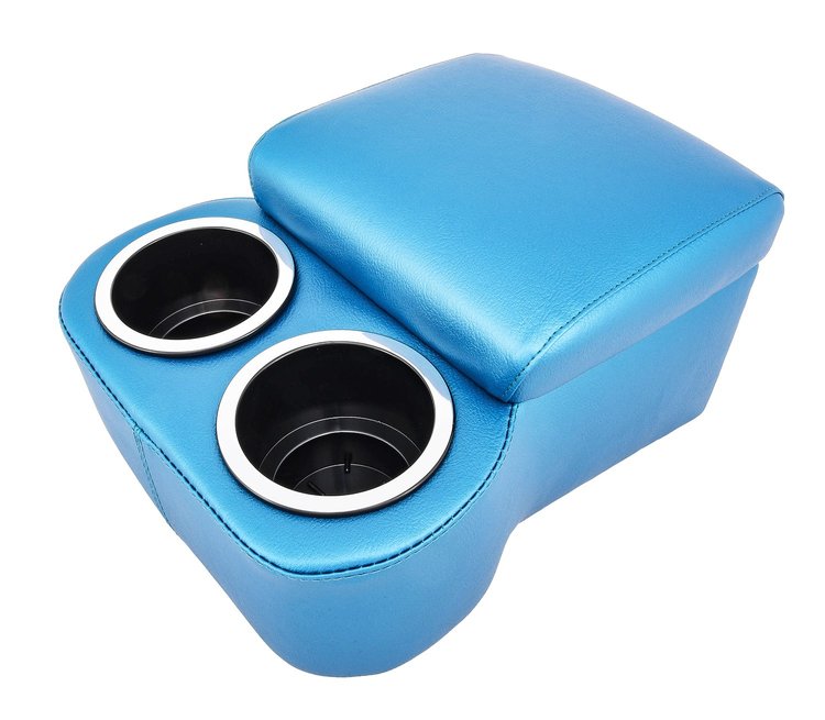 Shorty Bench Seat Cruiser Console For Limited-Depth Bench Seat Vehicles [Bright Blue, (2) Large Cup Holders]