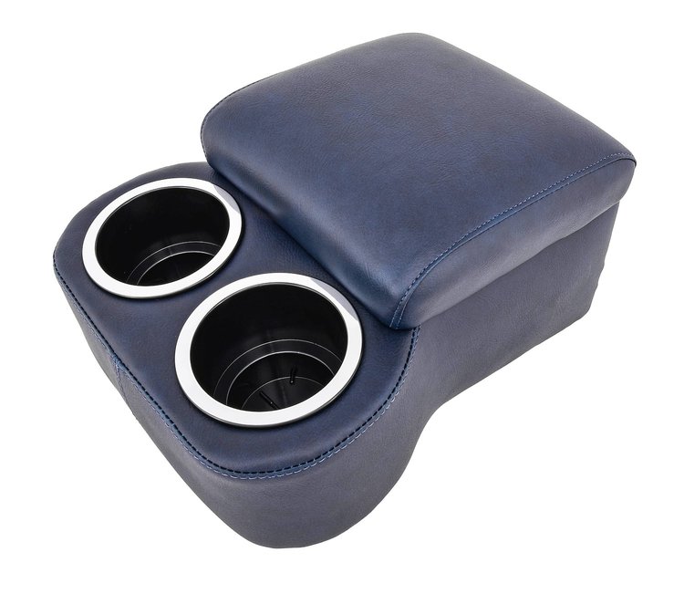 Shorty Bench Seat Cruiser Console For Limited-Depth Bench Seat Vehicles [Dark Blue, (2) Large Cup Holders]