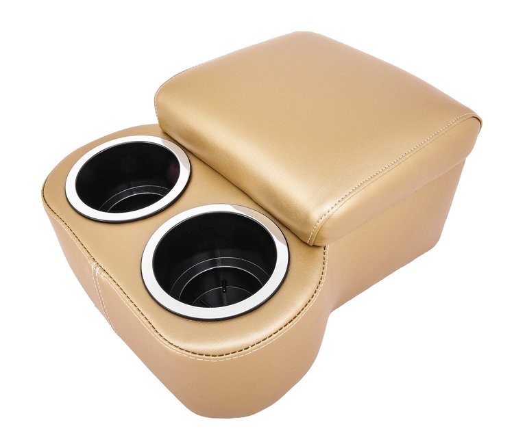Shorty Bench Seat Cruiser Console For Limited-Depth Bench Seat Vehicles [Gold, (2) Large Cup Holders]