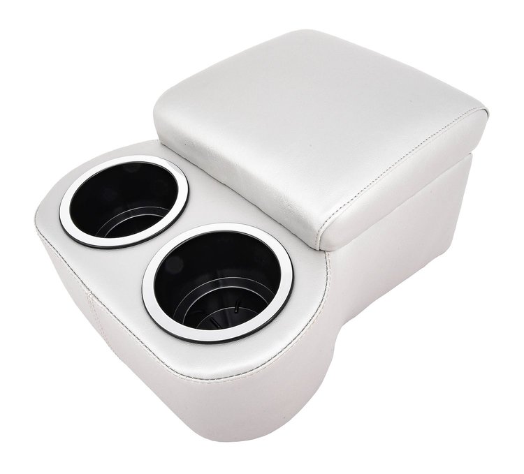 Shorty Bench Seat Cruiser Console For Limited-Depth Bench Seat Vehicles [Silver, (2) Large Cup Holders]