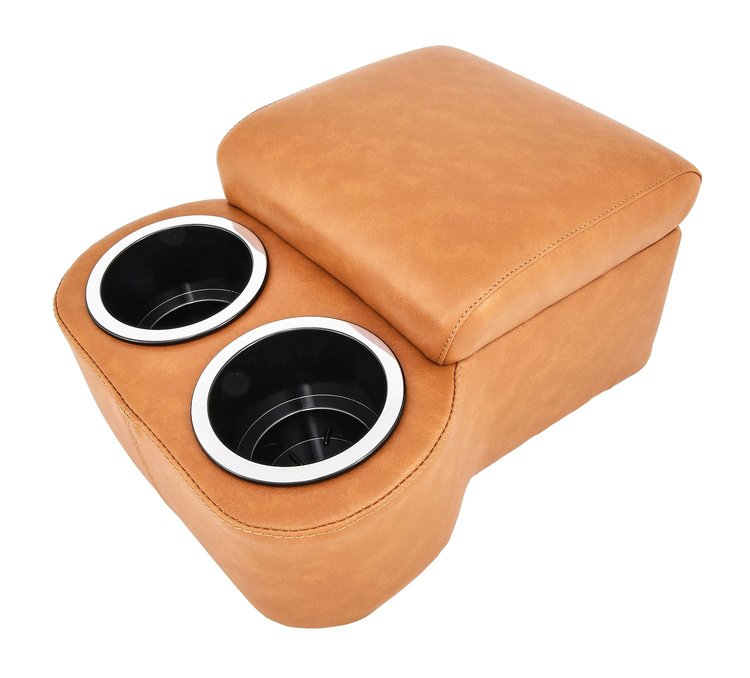 Shorty Bench Seat Cruiser Console For Limited-Depth Bench Seat Vehicles [Saddle, (2) Large Cup Holders]