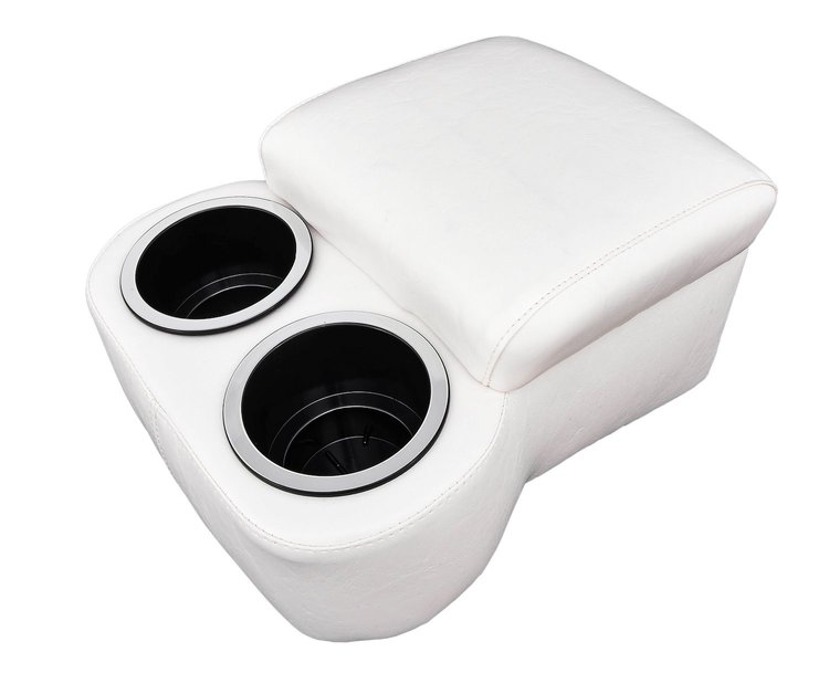 Shorty Bench Seat Cruiser Console For Limited-Depth Bench Seat Vehicles [White, (2) Large Cup Holders]