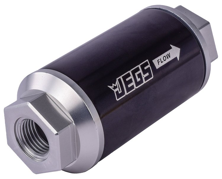 Billet Aluminum In-Line Fuel Filter with -6 AN Female Inlet/Outlet Connections [100-Micron, Black]