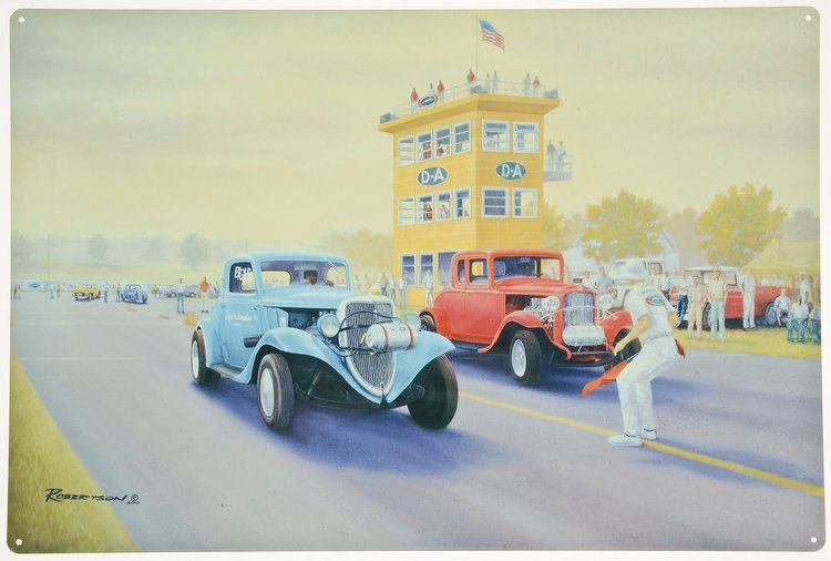 Garage, Trailer and Office Art Jeg Sr. runs his B/Gas 1934 Ford at the first Indianapolis US Nationals in 1961