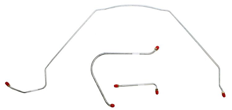 Front Brake Line Set for Select 1964-1965 Chevy Chevelle, El Camino, Malibu with Manual Drum Brakes [3-PC, Stainless Steel]