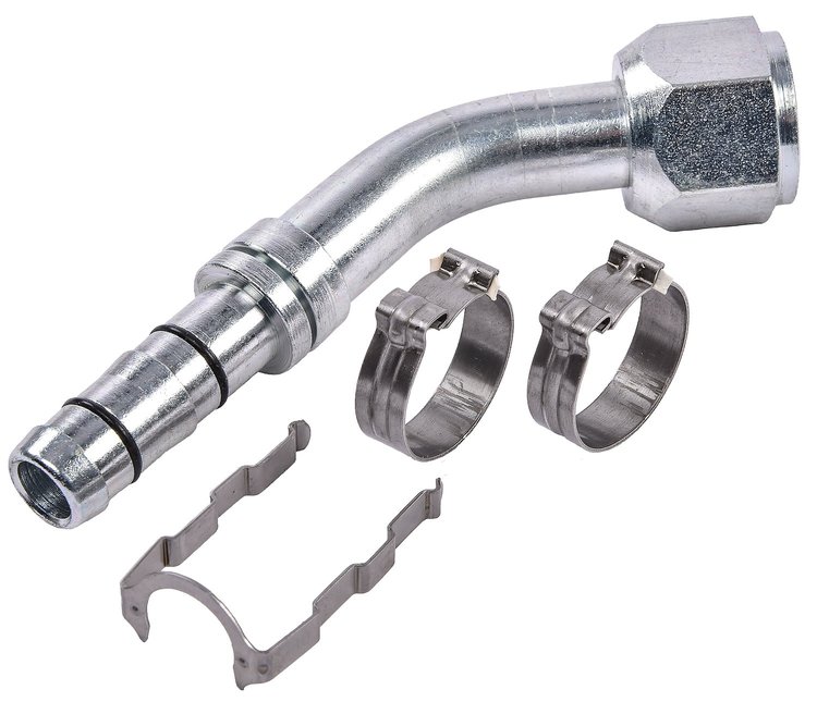EZ Clip A/C Hose End Fitting Kit [-10 Hose Fitting, 45 degree]