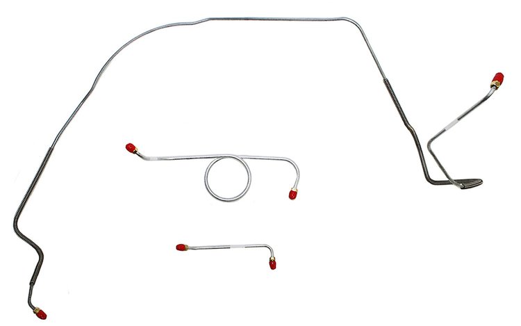 Front Brake Line Set for Select 1965-1966 Chevy Chevelle, El Camino, Malibu (SS Models) w/Manual Drum [3-PC, Stainless Steel]