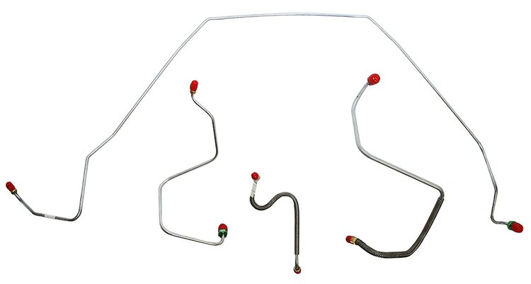 Front Brake Line Set for Select 1967 Chevy Chevelle, El Camino, Malibu with Manual Drum Brakes [4-PC, Steel]