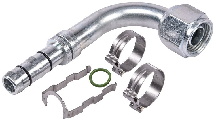 EZ Clip A/C Hose End Fitting Kit [-10 Hose Fitting, 90 degree]