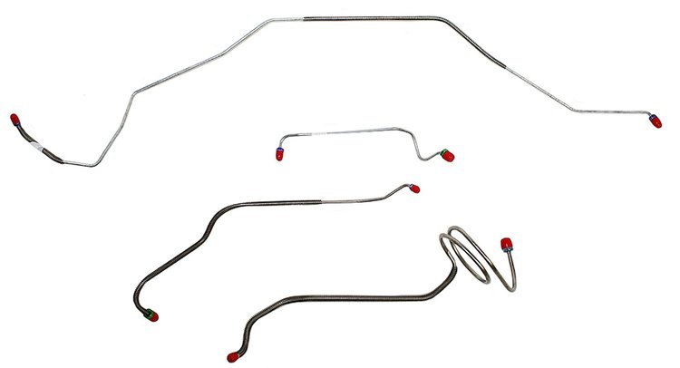 Front Brake Line Set for Select 1969-1972 Chevy Chevelle, El Camino, Malibu (SS Models) w/Manual Drum [4-PC, Steel]