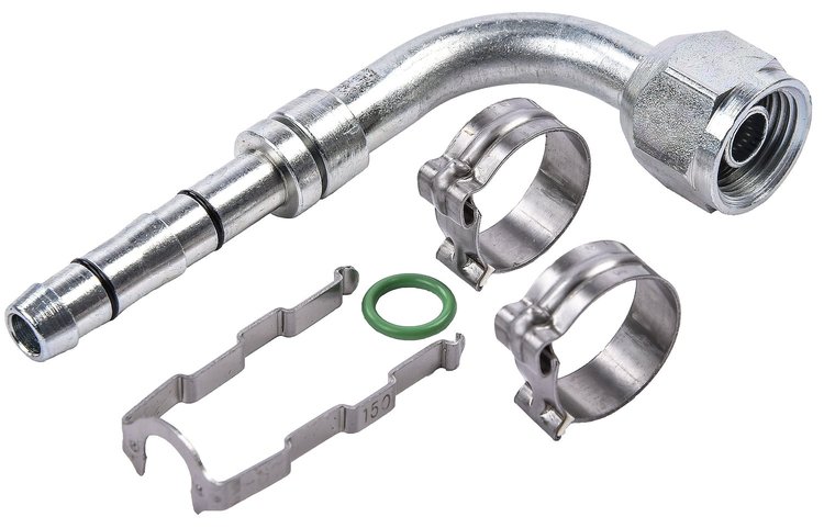EZ Clip A/C Hose End Fitting Kit [-6 Hose Fitting, 90 degree]