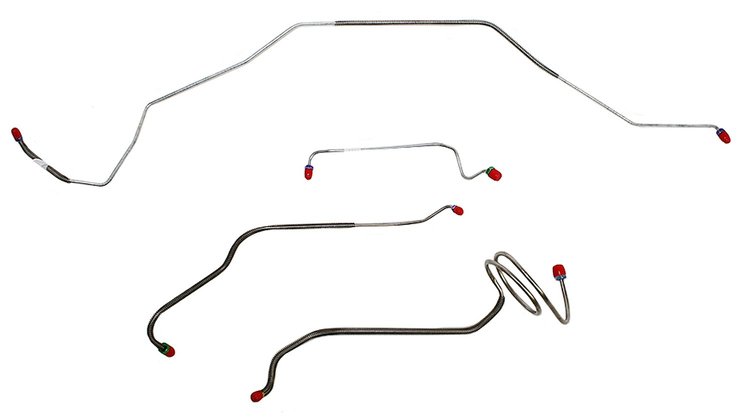 Front Brake Line Set for Select 1968 Chevy Chevelle, El Camino, Malibu (SS Models) w/Manual Drum [4-PC, Stainless Steel]