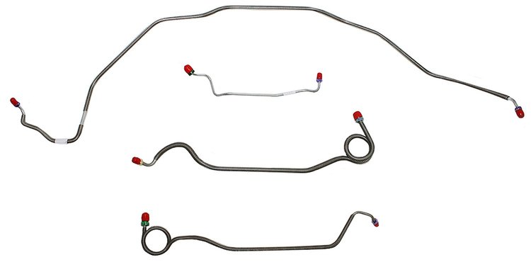 Front Brake Line Set for Select 1969-1972 Chevy Chevelle, El Camino, Malibu w/Manual Drum [4-PC, Steel]