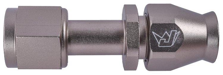 AN Straight A/C PTFE Hose End Fitting  [-8 AN Female w/O-ring to -8 AN PTFE Hose, Champagne Anodized Aluminum]