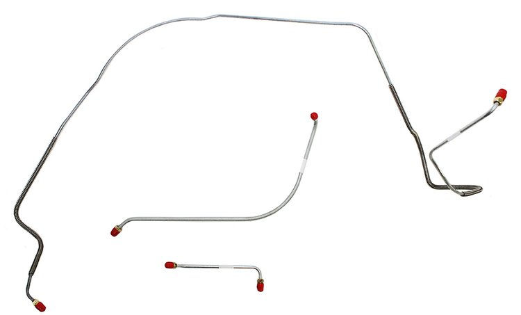 Front Brake Line Set for Select 1965-1966 Chevy Chevelle, El Camino, Malibu (SS Models) w/Power Drum [3-PC, Steel]