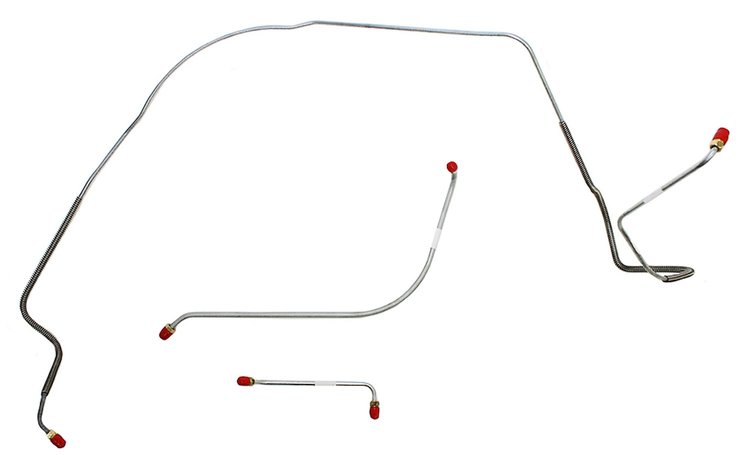 Front Brake Line Set for Select 1965-1966 Chevy Chevelle, El Camino, Malibu (SS Models) w/Power Drum [4-PC, Stainless Steel]
