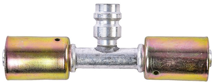 Air Conditioning Hose End [-8 AN Inline Splicer Beadlock with 134a Service Port]