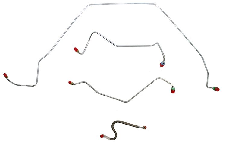 Front Brake Line Set for Select 1967 Chevy Chevelle, El Camino, Malibu w/Power Drum [4-PC, Steel]