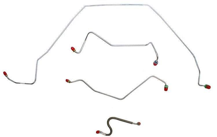 Front Brake Line Set for Select 1967 Chevy Chevelle, El Camino, Malibu w/Power Drum [4-PC, Stainless Steel]