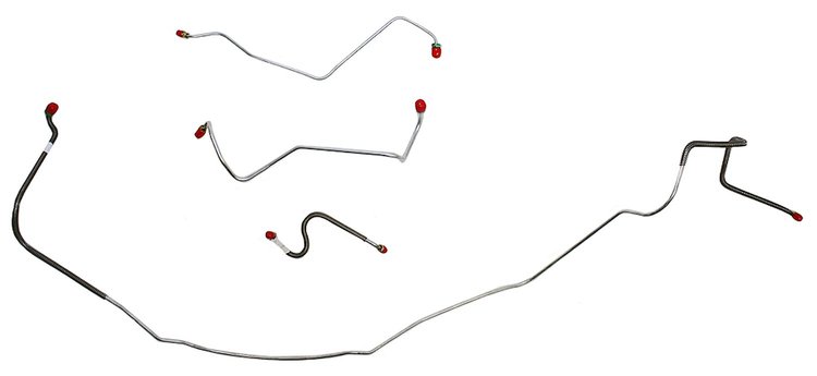 Front Brake Line Set for Select 1967 Chevy Chevelle, El Camino, Malibu (SS Models) w/Power Drum [4-PC, Steel]