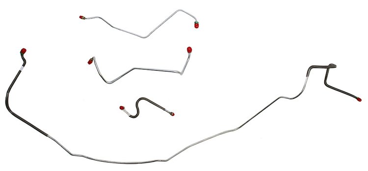 Front Brake Line Set for Select 1967 Chevy Chevelle, El Camino, Malibu (SS Models) w/Power Drum [4-PC, Stainless Steel]