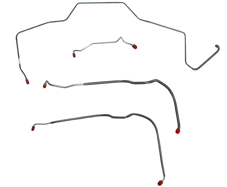 Front Brake Line Set for Select 1968 Chevy Chevelle, El Camino, Malibu w/Power Drum [4-PC, Steel]