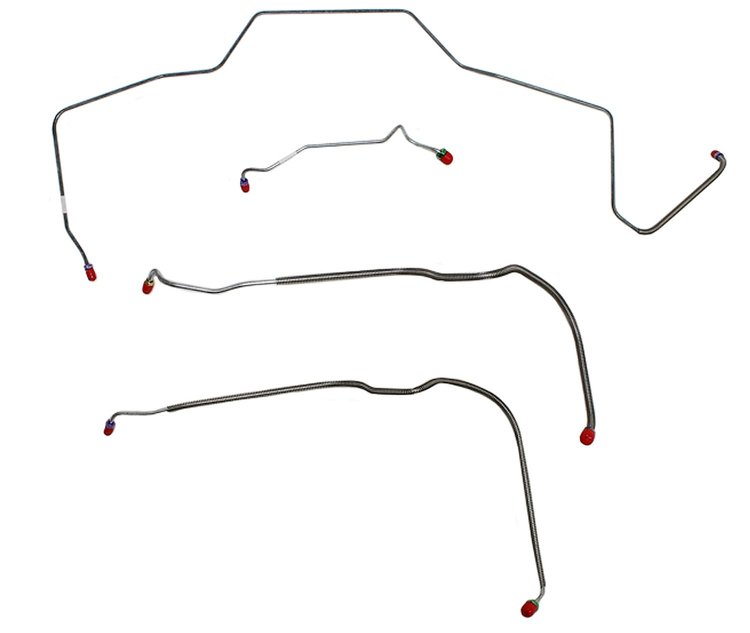 Front Brake Line Set for Select 1968 Chevy Chevelle, El Camino, Malibu w/Power Drum [4-PC, Stainless Steel]