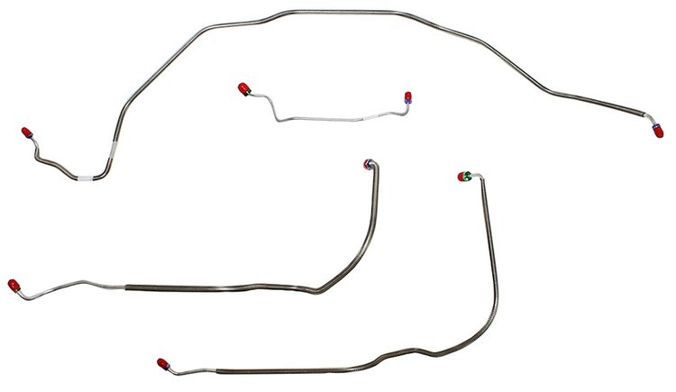 Front Brake Line Set for Select 1969-1972 Chevy Chevelle, El Camino, Malibu w/Power Drum [4-PC, Steel]