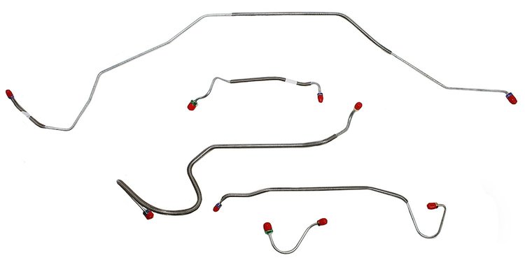 Front Brake Line Set for Select 1968 Chevy Chevelle, El Camino, Malibu (SS Models) w/Manual Disc [5-PC, Steel]