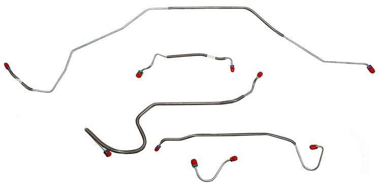 Front Brake Line Set for Select 1968 Chevy Chevelle, El Camino, Malibu (SS Models) w/Manual Disc [5-PC, Stainless Steel]