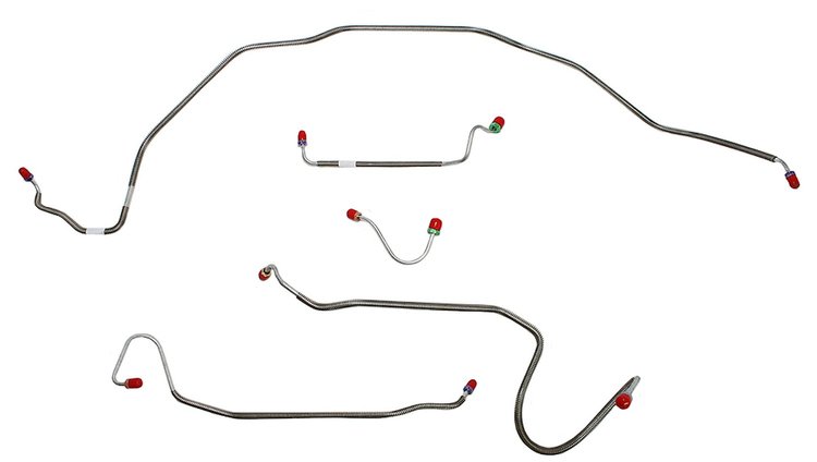 Front Brake Line Set for Select 1969 Chevy Chevelle, El Camino, Malibu w/Manual Disc [5-PC, Steel]