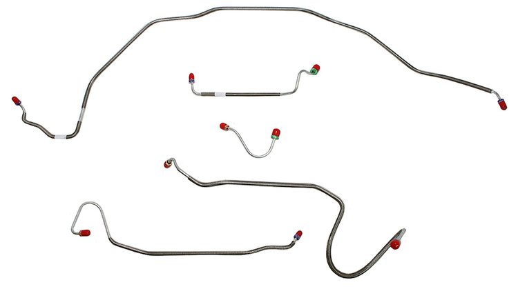 Front Brake Line Set for Select 1969 Chevy Chevelle, El Camino, Malibu w/Manual Disc [5-PC, Stainless Steel]