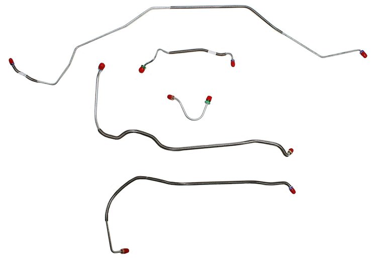 Front Brake Line Set for Select 1968 Chevy Chevelle, El Camino, Malibu (SS Models) w/Power Disc [5-PC, Steel]