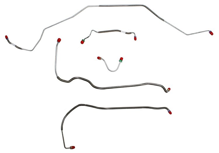 Front Brake Line Set for Select 1968 Chevy Chevelle, El Camino, Malibu (SS Models) w/Power Disc [5-PC, Stainless Steel]