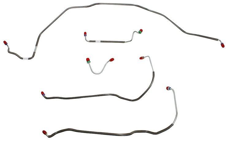 Front Brake Line Set for Select 1969 Chevy Chevelle, El Camino, Malibu w/Power Disc [5-PC, Steel]