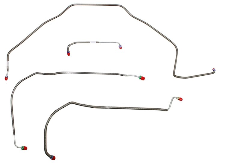 Front Brake Line Set for Select 1971-1972 Chevy Chevelle, El Camino, Malibu w/Power Disc [4-PC, Steel]