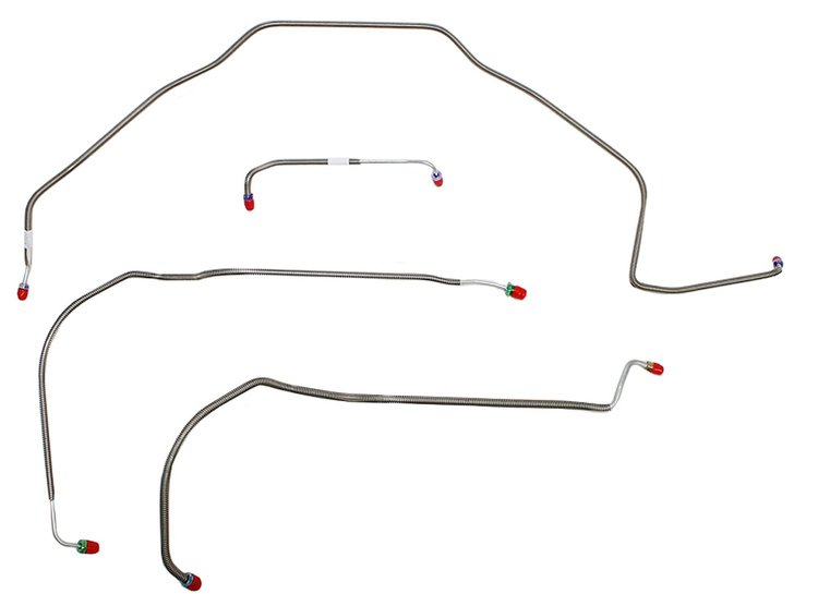 Front Brake Line Set for Select 1971-1972 Chevy Chevelle, El Camino, Malibu w/Power Disc [4-PC, Stainless Steel]