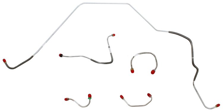 Front Brake Line Set for Select 1967-1968 Chevy Camaro, Chevy II/Nova with Standard Disc Brakes [4-PC, Stainless Steel]