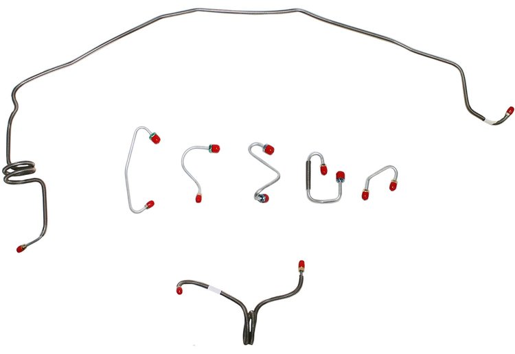 Front Brake Line Set for 1970 Chevy Camaro, Pontiac Firebird with Power Disc Brakes/None Armor [7-PC, Stainless Steel]