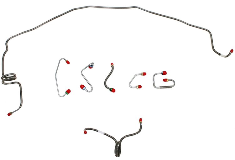 Front Brake Line Set for 1970 Chevy Camaro, Pontiac Firebird with Power Disc Brakes/Armor [7-PC, Steel]