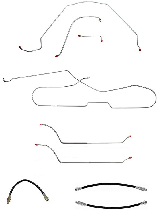 Complete Brake Line & Hose Set for 1964 Chevy Chevelle, Malibu Hardtop with Power Drum Brakes [Stainless Steel]